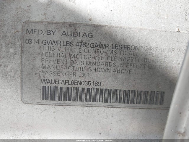 44952873 :رقم المزاد ، WAUEFAFL6EN035189 vin ، 2014 Audi A4 2.0t Premium مزاد بيع