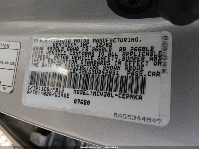 Продаж на аукціоні авто 2003 Toyota Camry Le V6, vin: 4T1BF32KX3U042031, номер лоту: 44952880