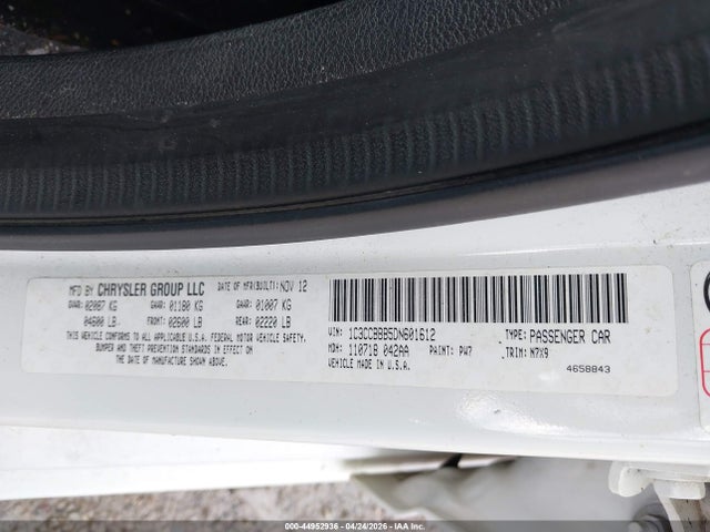 Aukcja sprzedaży 2013 Chrysler 200 Touring, vin: 1C3CCBBB5DN601612, numer aukcji: 44952936