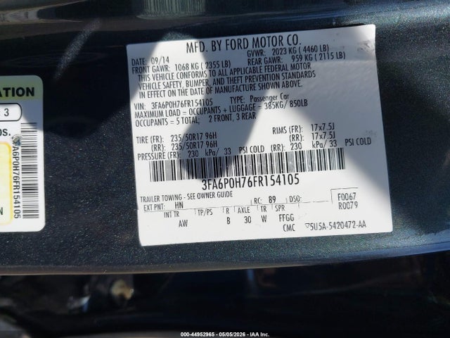 Продаж на аукціоні авто 2015 Ford Fusion Se, vin: 3FA6P0H76FR154105, номер лоту: 44952965