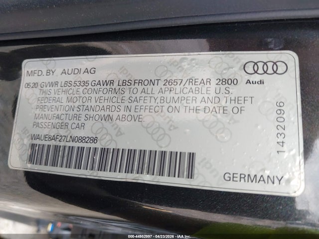 Продаж на аукціоні авто 2020 Audi A6 Premium Plus 45 Tfsi Quattro S Tronic, vin: WAUE8AF27LN088286, номер лоту: 44952997