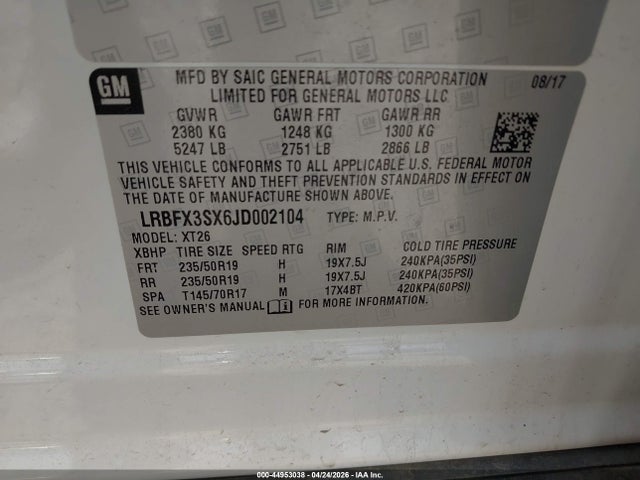 Продаж на аукціоні авто 2018 Buick Envision Premium I, vin: LRBFX3SX6JD002104, номер лоту: 44953038
