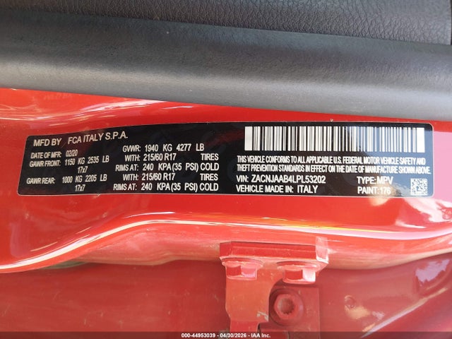 ZACNJAAB4LPL53202 Jeep Renegade Sport Fwd