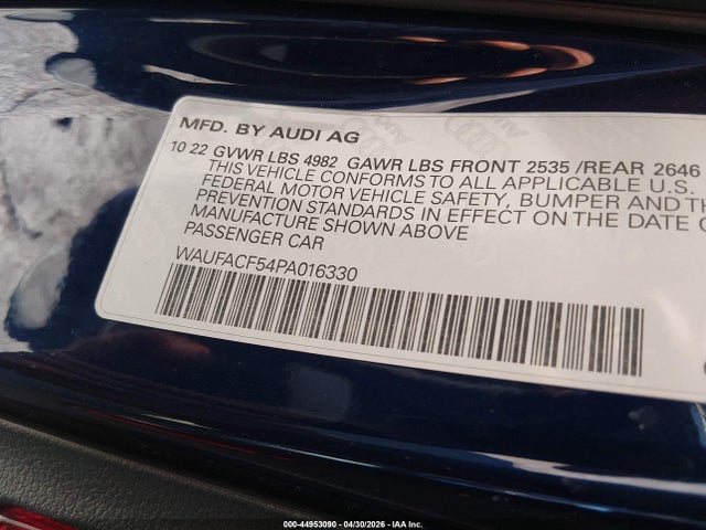 Aukcja sprzedaży 2023 Audi A5 Sportback Premium Plus 45 Tfsi S Line Quattro S Tronic, vin: WAUFACF54PA016330, numer aukcji: 44953090