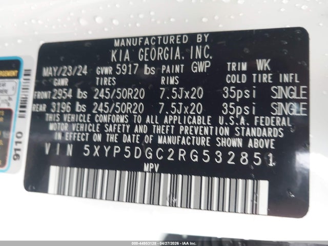 Продажа на аукционе авто 2024 Kia Telluride Sx Prestige, vin: 5XYP5DGC2RG532851, номер лота: 44953128
