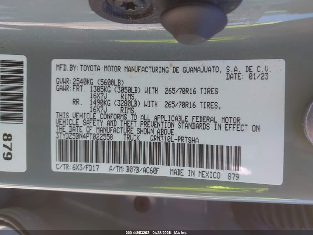 44953202 :رقم المزاد ، 3TYDZ5BN4PT022558 vin ، 2023 Toyota Tacoma Trd Off Road مزاد بيع
