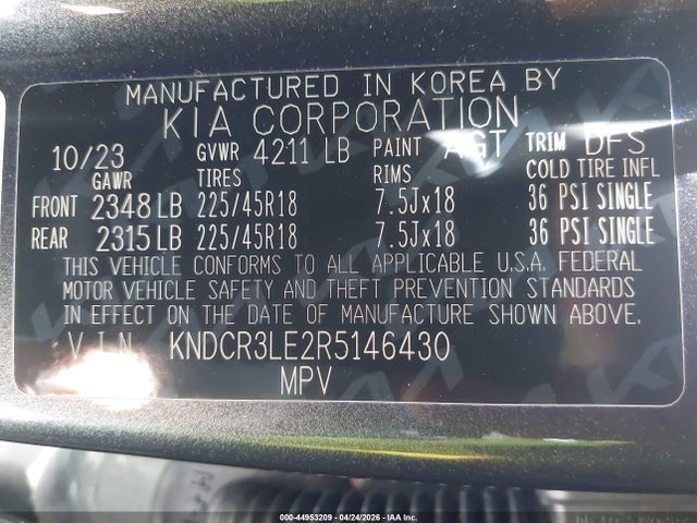 Продажа на аукционе авто 2024 Kia Niro Ex Touring, vin: KNDCR3LE2R5146430, номер лота: 44953209