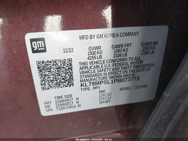 Aukcja sprzedaży 2023 Chevrolet Trailblazer Fwd Lt, vin: KL79MPSL1PB073773, numer aukcji: 44953213