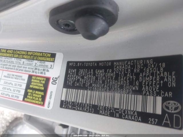 Продажа на аукционе авто 2018 Toyota Corolla Le, vin: 2T1BURHE6JC095673, номер лота: 44953266