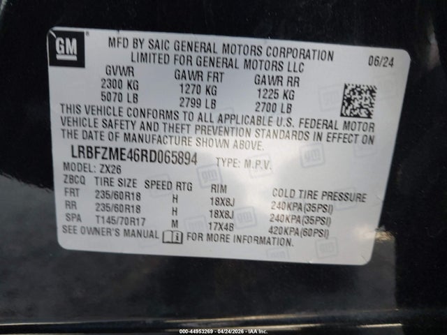 2024 Buick Envision Preferred Awd მანქანა იყიდება აუქციონზე, vin: LRBFZME46RD065894, აუქციონის ნომერი: 44953269