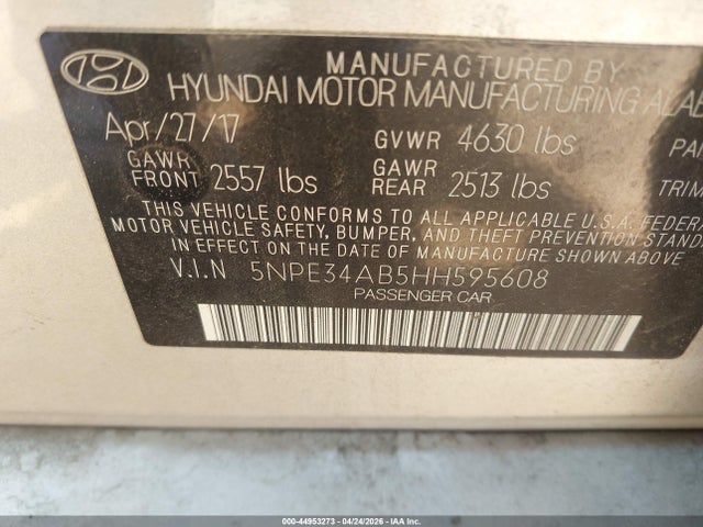 Продаж на аукціоні авто 2017 Hyundai Sonata Sport 2.0t, vin: 5NPE34AB5HH595608, номер лоту: 44953273