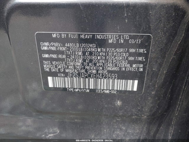 Aukcja sprzedaży 2014 Subaru Forester 2.5i Touring, vin: JF2SJAPCXEH423593, numer aukcji: 44953276