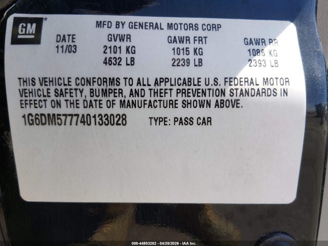 Продажа на аукционе авто 2004 Cadillac Cts Standard, vin: 1G6DM577740133028, номер лота: 44953282