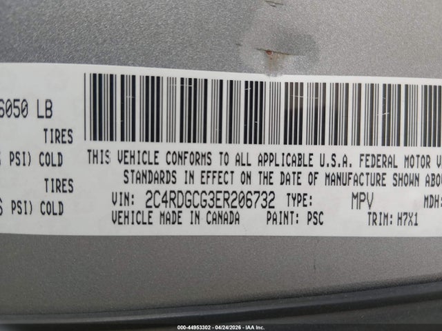 Продаж на аукціоні авто 2014 Dodge Grand Caravan Sxt, vin: 2C4RDGCG3ER206732, номер лоту: 44953302