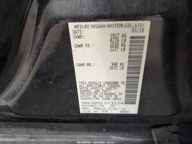 1N4AL3AP4JC223124 Nissan Altima 2.5 S
