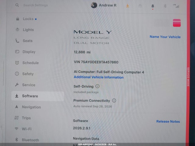 Aukcja sprzedaży 2026 Tesla Model Y All-wheel Drive/long Range Launch Series/premium All-wheel Drive, vin: 7SAYGDEE9TA457860, numer aukcji: 44953341