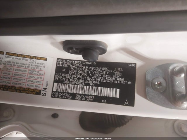 Aukcja sprzedaży 2008 Toyota 4runner Sr5 V6, vin: JTEBU14R18K025240, numer aukcji: 44953381