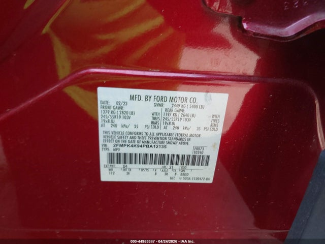 Продажа на аукционе авто 2023 Ford Edge Titanium, vin: 2FMPK4K94PBA12135, номер лота: 44953387
