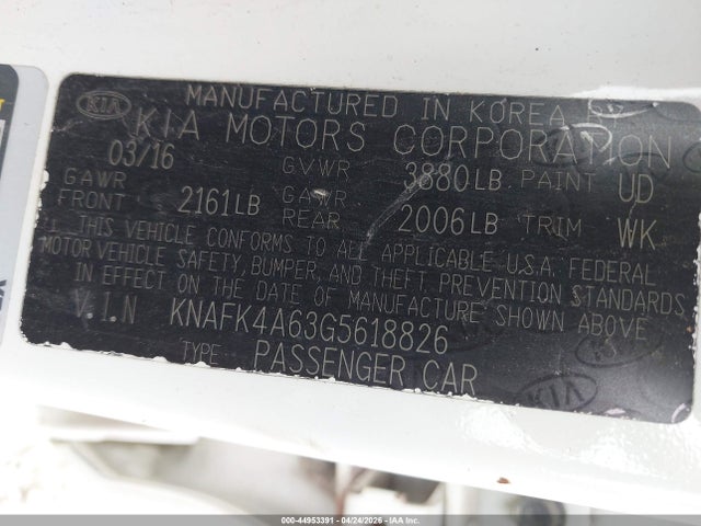 Продажа на аукционе авто 2016 Kia Forte Lx, vin: KNAFK4A63G5618826, номер лота: 44953391