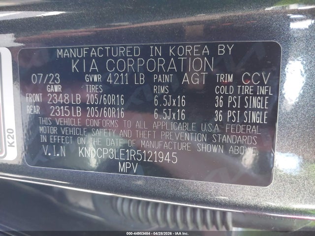 Aukcja sprzedaży 2024 Kia Niro Lx, vin: KNDCP3LE1R5121945, numer aukcji: 44953484