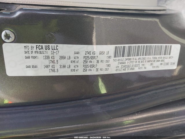 2018 Dodge Grand Caravan Se მანქანა იყიდება აუქციონზე, vin: 2C4RDGBG7JR166375, აუქციონის ნომერი: 44953491