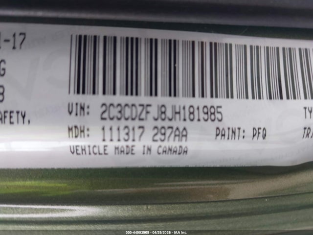 Aukcja sprzedaży 2018 Dodge Challenger R/t Scat Pack, vin: 2C3CDZFJ8JH181985, numer aukcji: 44953509
