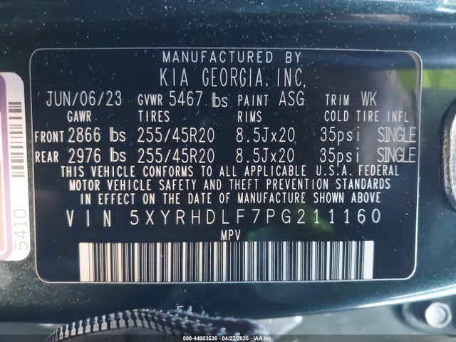2023 Kia Sorento X-line Ex მანქანა იყიდება აუქციონზე, vin: 5XYRHDLF7PG211160, აუქციონის ნომერი: 44953536