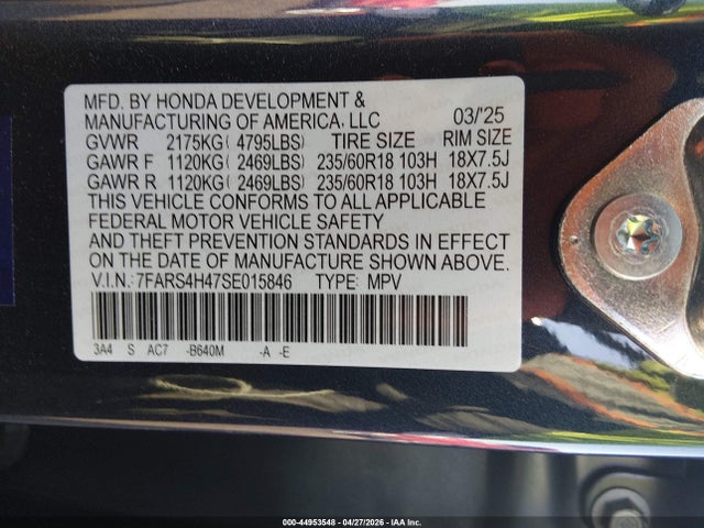 Honda Cr-v Ex Awd 2025 7FARS4H47SE015846 Image 9