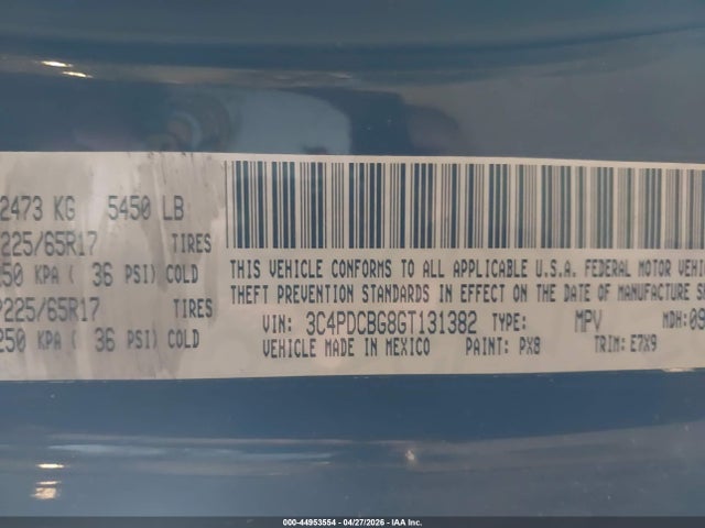 Продажа на аукционе авто 2016 Dodge Journey Sxt, vin: 3C4PDCBG8GT131382, номер лота: 44953554