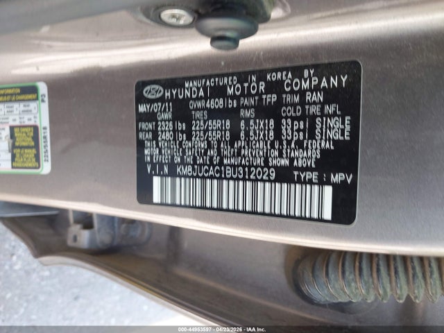 Aukcja sprzedaży 2011 Hyundai Tucson Limited, vin: KM8JUCAC1BU312029, numer aukcji: 44953597