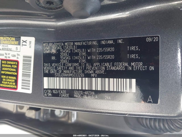 Toyota Highlander Xse 2021 5TDJZRAHXMS033299 Image 9