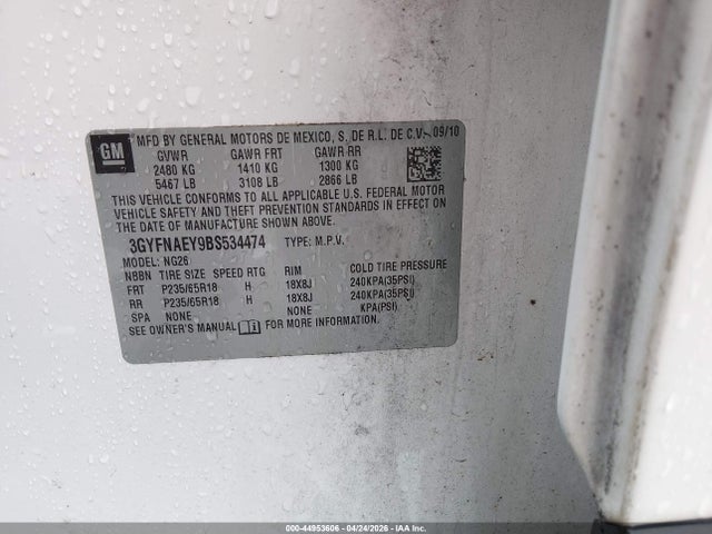 Aukcja sprzedaży 2011 Cadillac Srx Luxury Collection, vin: 3GYFNAEY9BS534474, numer aukcji: 44953606