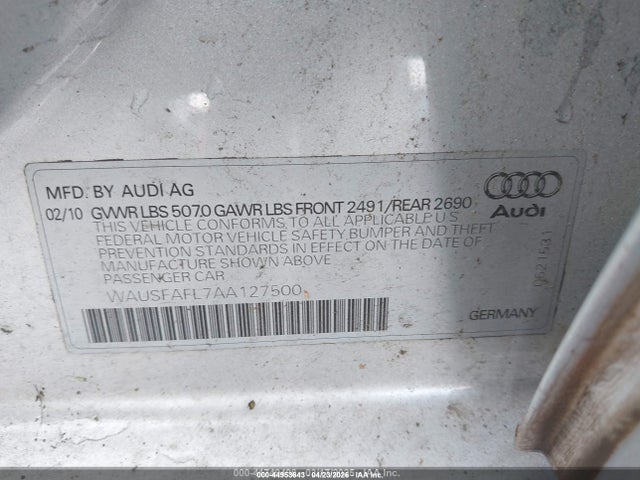 Продаж на аукціоні авто 2010 Audi A4 2.0t Premium, vin: WAUSFAFL7AA127500, номер лоту: 44953643