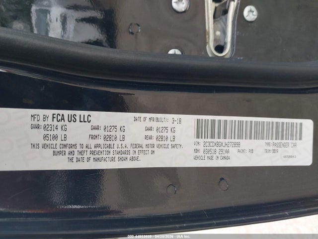 Продаж на аукціоні авто 2018 Dodge Charger Sxt Rwd, vin: 2C3CDXBGXJH272898, номер лоту: 44953659