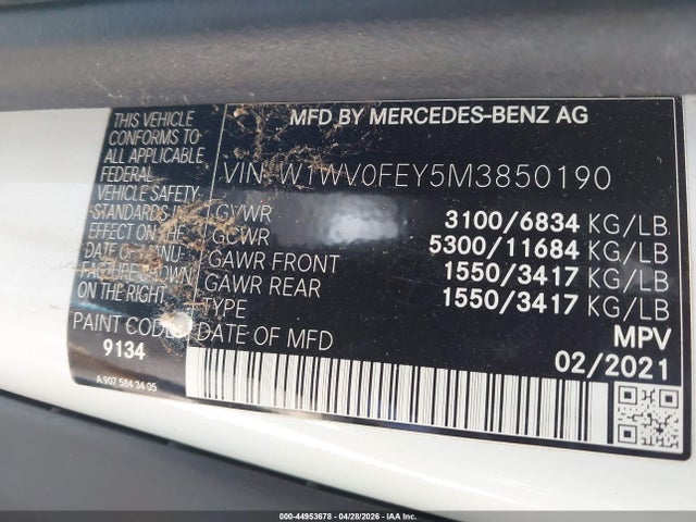 W1WV0FEY5M3850190 Mercedes-Benz Metris
