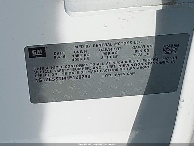 1G1ZE5ST9HF120233 Chevrolet MALIBU 1LT
