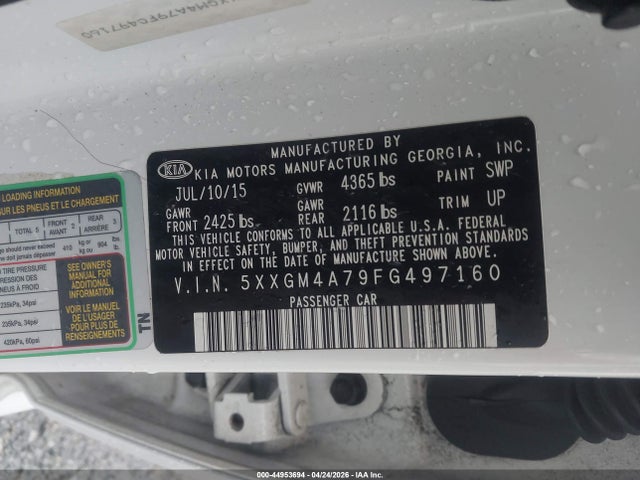 Aukcja sprzedaży 2015 Kia Optima Lx, vin: 5XXGM4A79FG497160, numer aukcji: 44953694