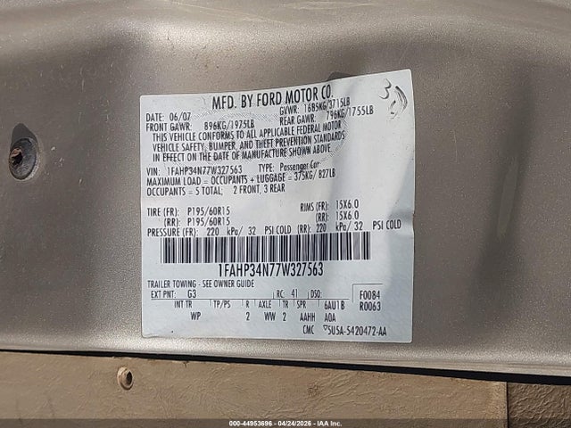 Продаж на аукціоні авто 2007 Ford Focus S/se/ses, vin: 1FAHP34N77W327563, номер лоту: 44953696