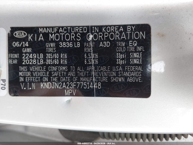 Продажа на аукционе авто 2015 Kia Soul, vin: KNDJN2A23F7751448, номер лота: 44953714