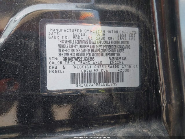 Nissan SENTRA SR 2014 3N1AB7AP2EL631395 Image 9