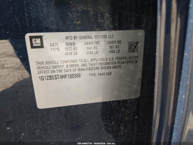 Продаж на аукціоні авто 2017 Chevrolet Malibu Ls, vin: 1G1ZB5ST4HF188366, номер лоту: 44953734