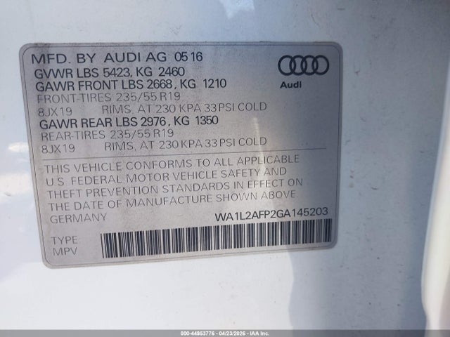 WA1L2AFP2GA145203 Audi Q5 2.0t Premium