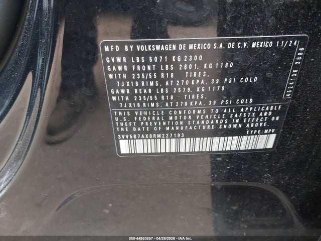 2024 Volkswagen Tiguan 2.0t Wolfsburg Edition მანქანა იყიდება აუქციონზე, vin: 3VV5B7AX8RM227193, აუქციონის ნომერი: 44953857