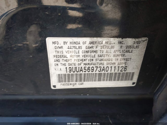 Продажа на аукционе авто 2003 Acura Tl 3.2 Type S, vin: 19UUA56973A011126, номер лота: 44953863