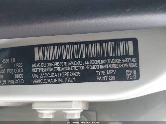 Aukcja sprzedaży 2016 Jeep Renegade Sport, vin: ZACCJBAT1GPE24435, numer aukcji: 44953969
