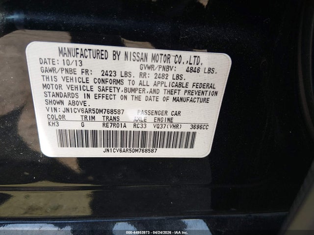 Продажа на аукционе авто 2013 Infiniti G37x, vin: JN1CV6AR5DM768587, номер лота: 44953973