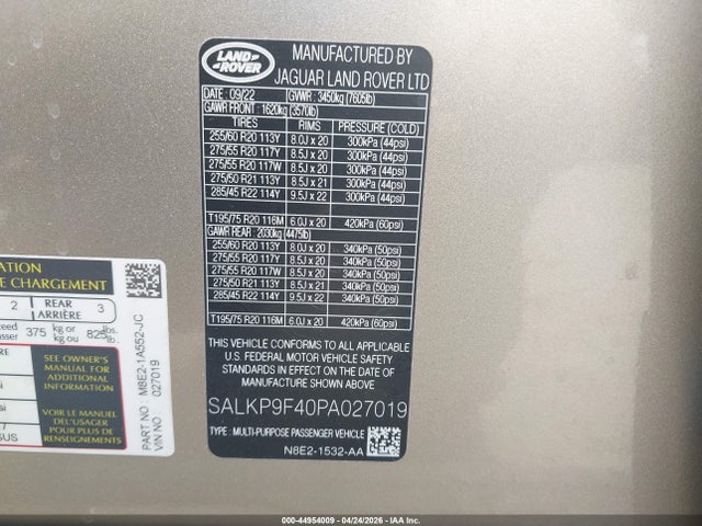 Продажа на аукционе авто 2023 Land Rover Range Rover P440e Se, vin: SALKP9F40PA027019, номер лота: 44954009