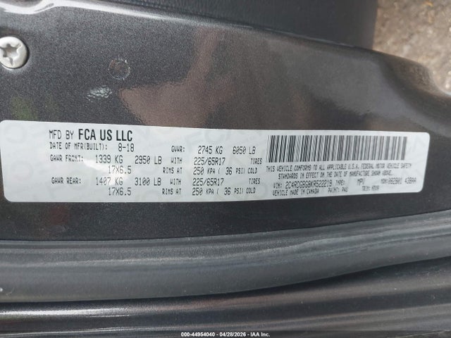 2019 Dodge Grand Caravan Se Plus მანქანა იყიდება აუქციონზე, vin: 2C4RDGBG8KR522219, აუქციონის ნომერი: 44954040