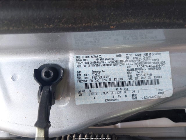 1FADP3R40GL306442 Ford FOCUS ELECTRIC