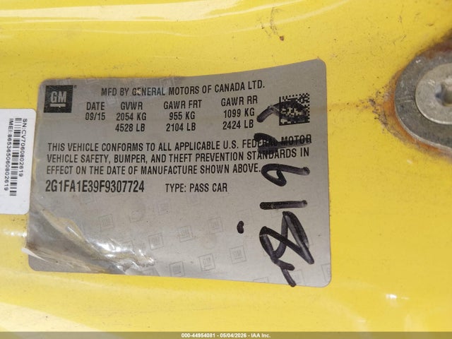 Aukcja sprzedaży 2015 Chevrolet Camaro 1ls, vin: 2G1FA1E39F9307724, numer aukcji: 44954081